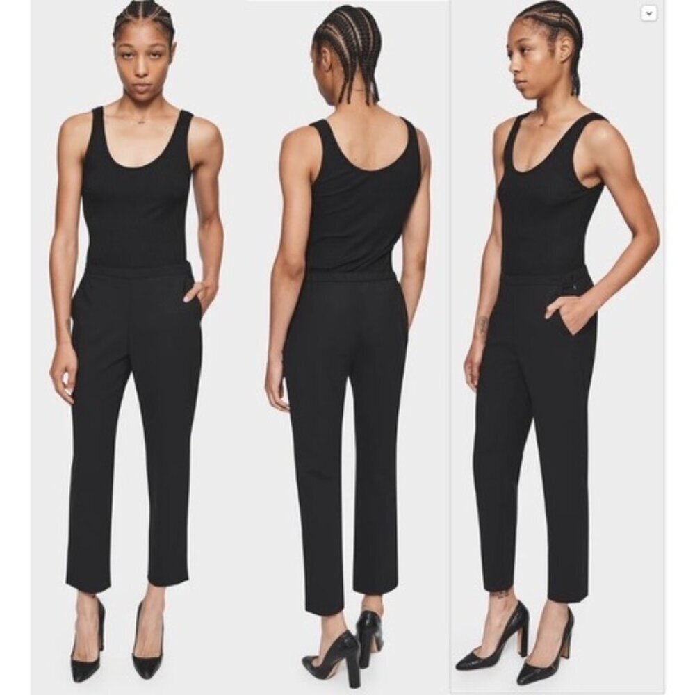 6397 NWT Relax, Straight leg, Flat front Lightweight Wool Stretch Black Crop, 10